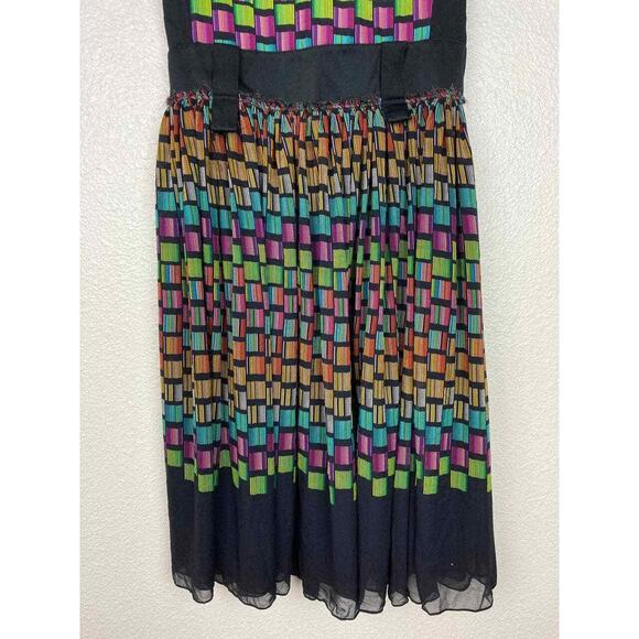 Jonathan Saunders 100% Silk Dress Small EU 38 Pleated Skirt Sleeveless - Picture 4 of 13